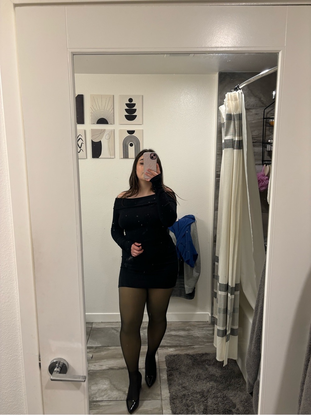 Garage Black Off-Shoulder Mini Dress